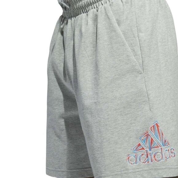 ADIDAS Men's 7" Essentials Americana Jersey Shorts Grey Heather-l men’s short - Picture 3 of 7